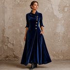 Lenora | Cowl-Neck Velvet-Look Maxi Dress