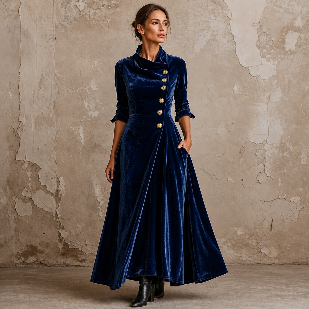 Lenora | Cowl-Neck Velvet-Look Maxi Dress