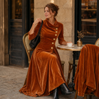 Lenora | Cowl-Neck Velvet-Look Maxi Dress