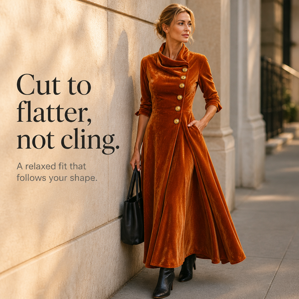 Lenora | Cowl-Neck Velvet-Look Maxi Dress