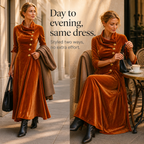 Lenora | Cowl-Neck Velvet-Look Maxi Dress