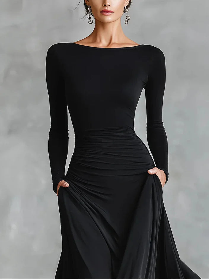 Leslie | Modern Pleated Crepe Dress