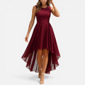 Lettie | Sleeveless Lace Bodice High-Low Midi Dress