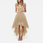 Lettie | Sleeveless Lace Bodice High-Low Midi Dress
