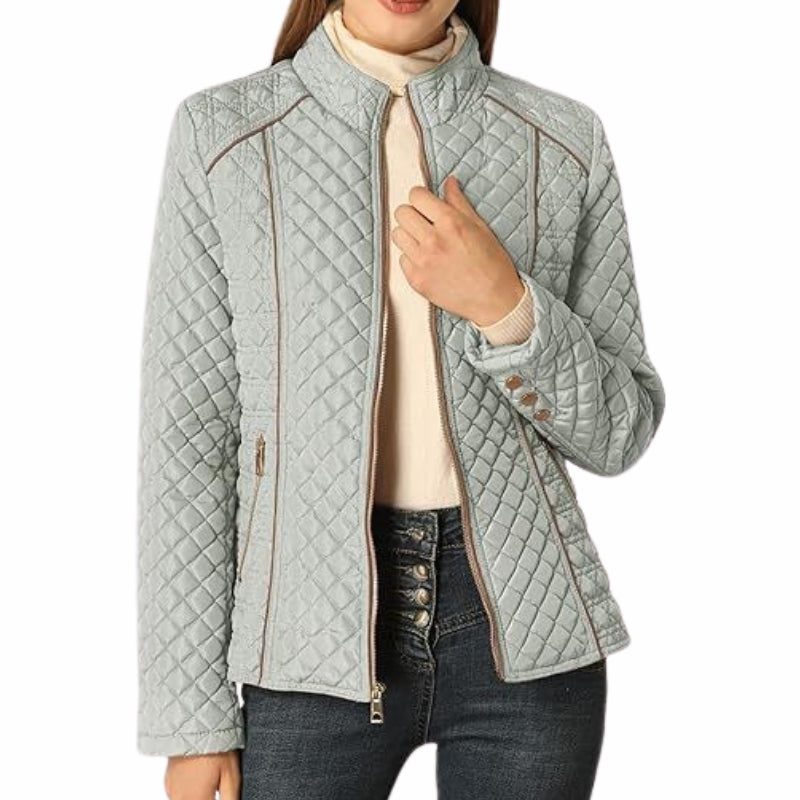 Libby | Quilted Zip-Front Stand Collar Jacket