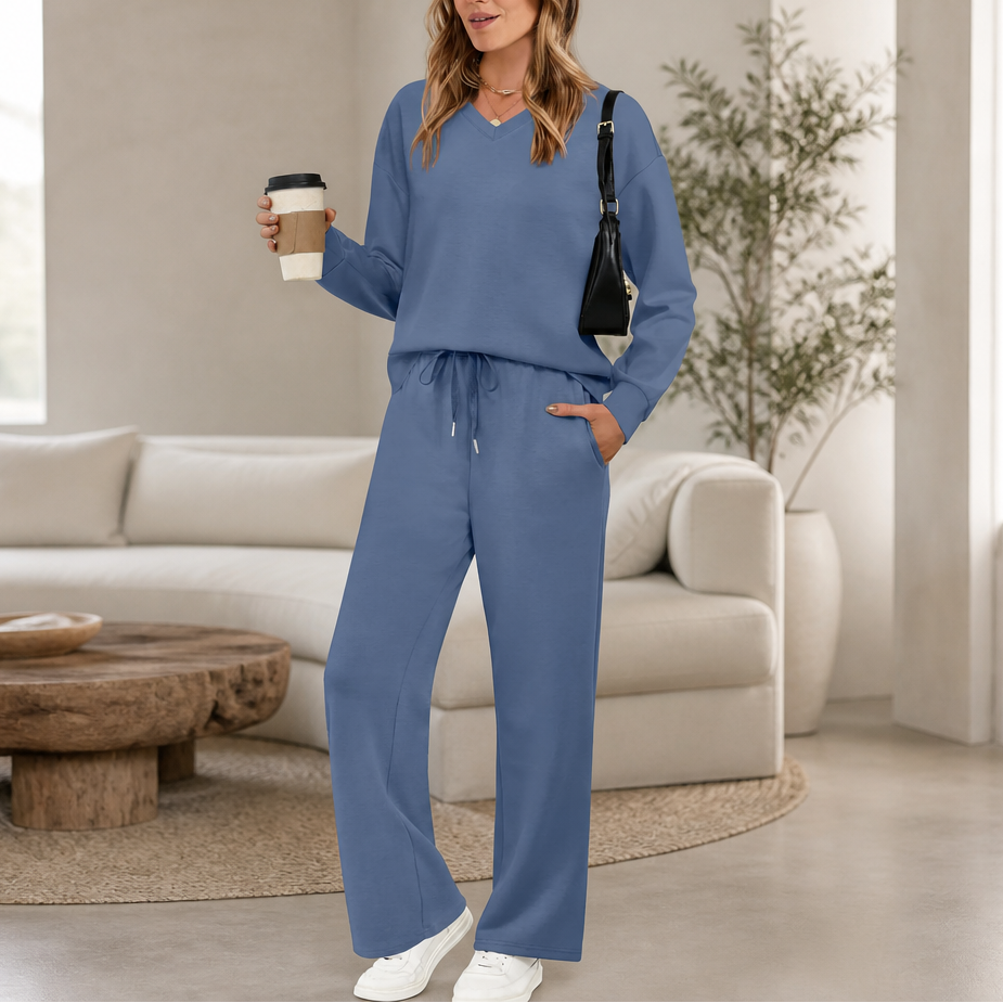Lori | Wide-Leg Drawstring Knit Lounge Set