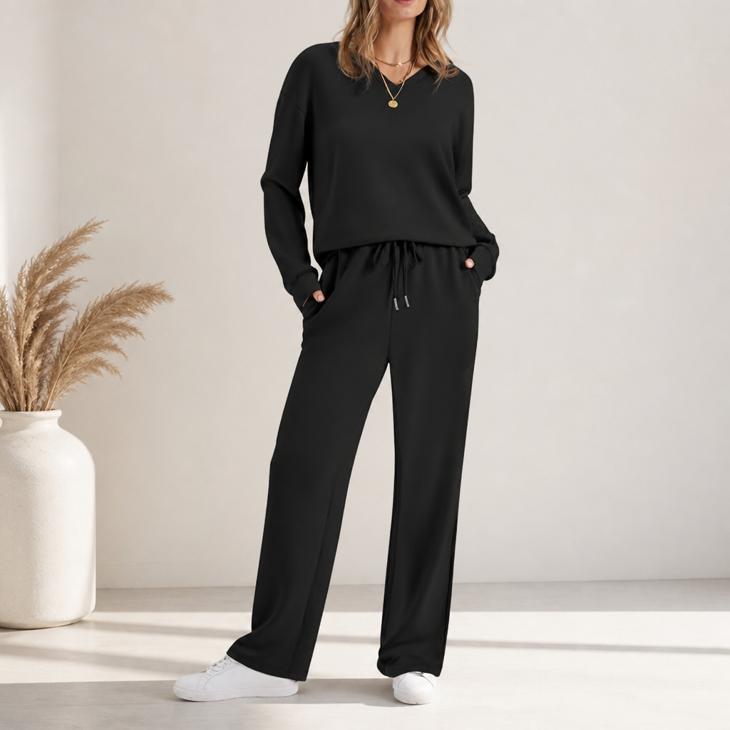 Lori | Wide-Leg Drawstring Knit Lounge Set