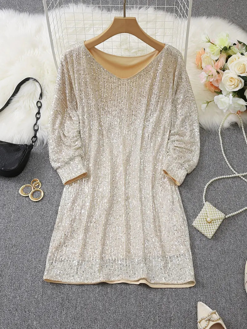 Lorna | Contrast Sequined Pull-On Dress