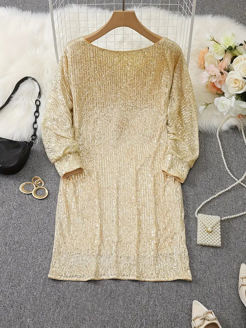 Lorna | Contrast Sequined Pull-On Dress