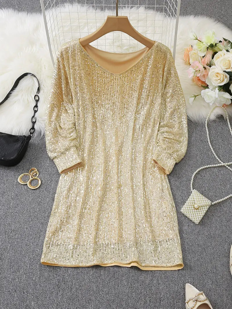 Lorna | Contrast Sequined Pull-On Dress