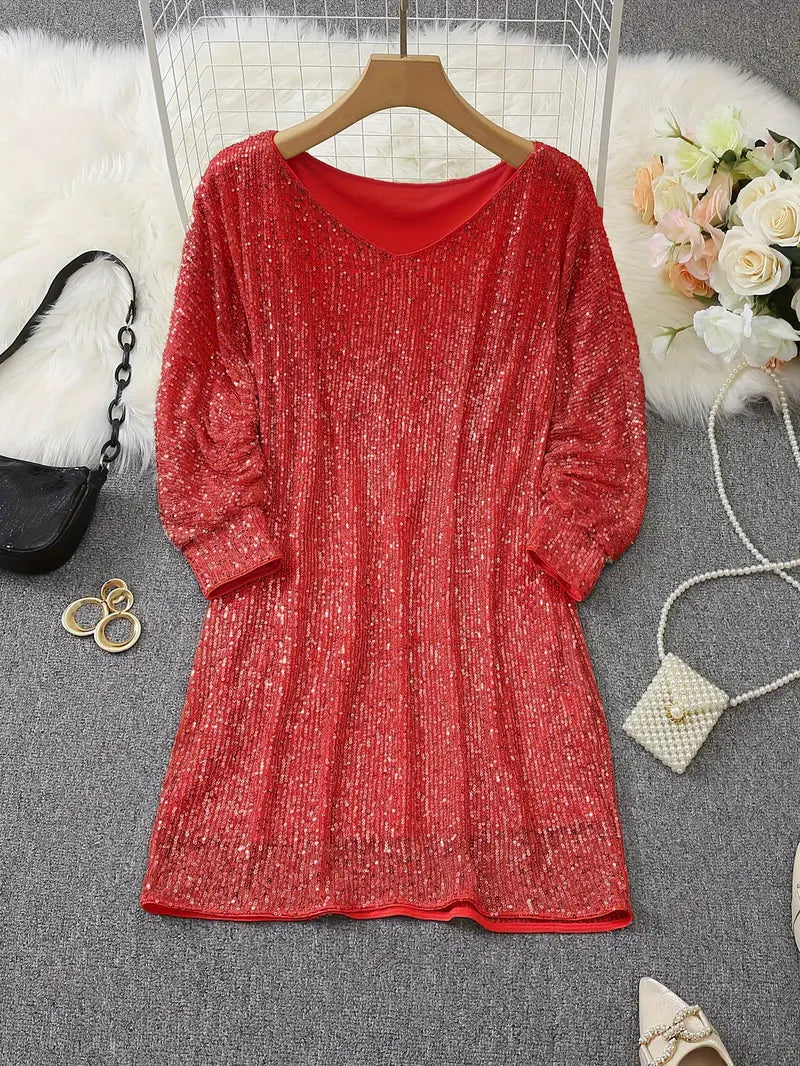 Lorna | Contrast Sequined Pull-On Dress