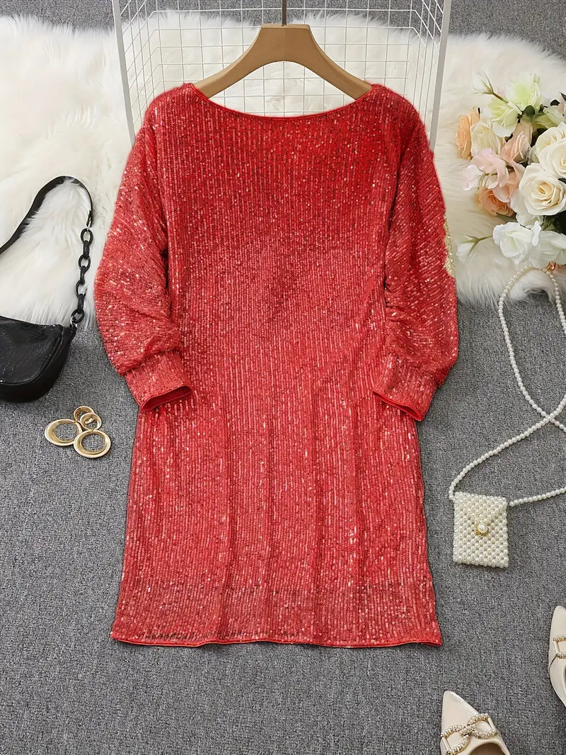 Lorna | Contrast Sequined Pull-On Dress