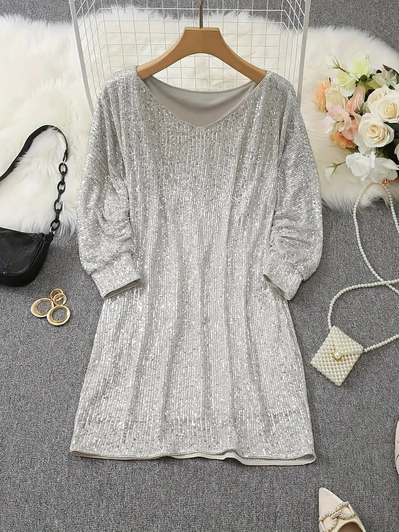 Lorna | Contrast Sequined Pull-On Dress