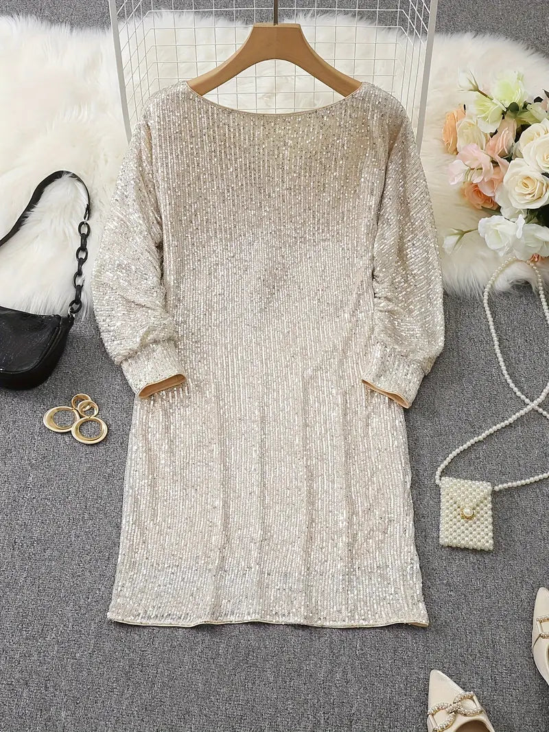 Lorna | Contrast Sequined Pull-On Dress