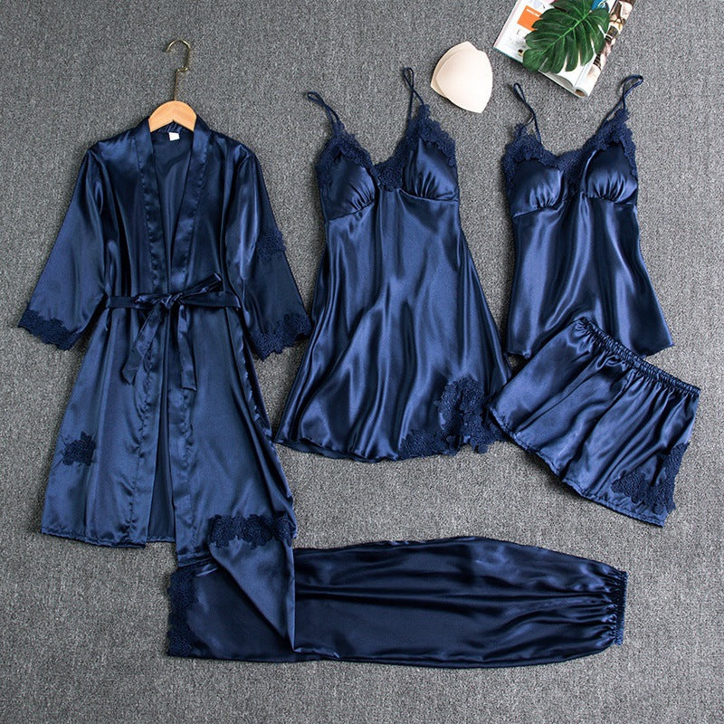 Lottie | Lace-Trimmed Pajama Set with Robe
