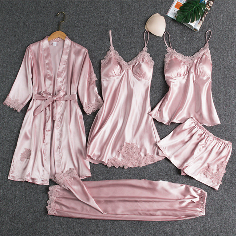 Lottie | Lace-Trimmed Pajama Set with Robe