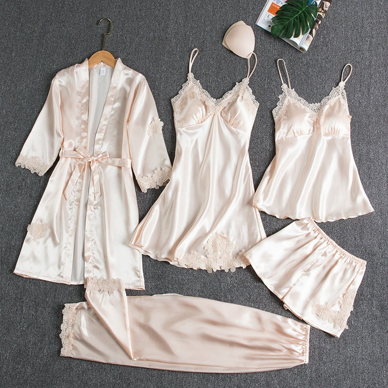 Lottie | Lace-Trimmed Pajama Set with Robe