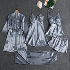Lottie | Lace-Trimmed Pajama Set with Robe