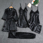 Lottie | Lace-Trimmed Pajama Set with Robe
