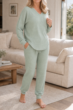 Louisa | V-Neck Waffle-Knit-Look Lounge Set