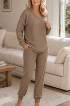 Louisa | V-Neck Waffle-Knit-Look Lounge Set