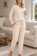 Louisa | V-Neck Waffle-Knit-Look Lounge Set