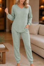 Louisa | V-Neck Waffle-Knit-Look Lounge Set