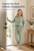 Louisa | V-Neck Waffle-Knit-Look Lounge Set