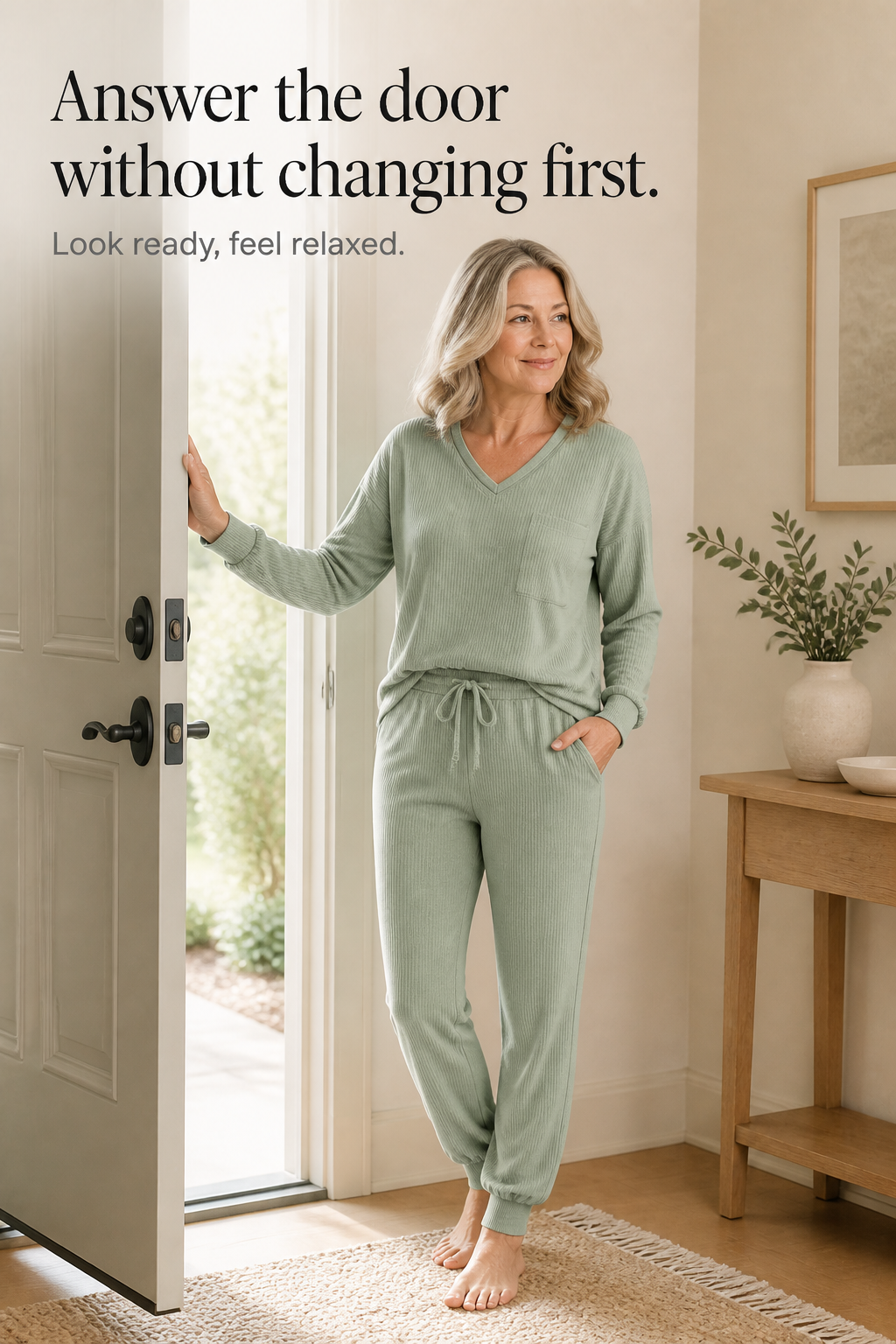 Louisa | V-Neck Waffle-Knit-Look Lounge Set