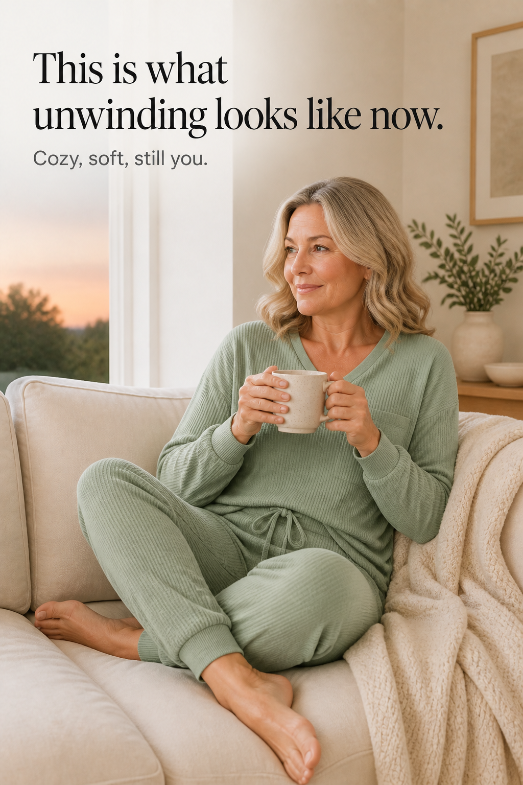 Louisa | V-Neck Waffle-Knit-Look Lounge Set