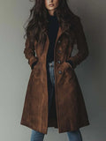 Madeline | Tailored Faux Suede Trench Coat