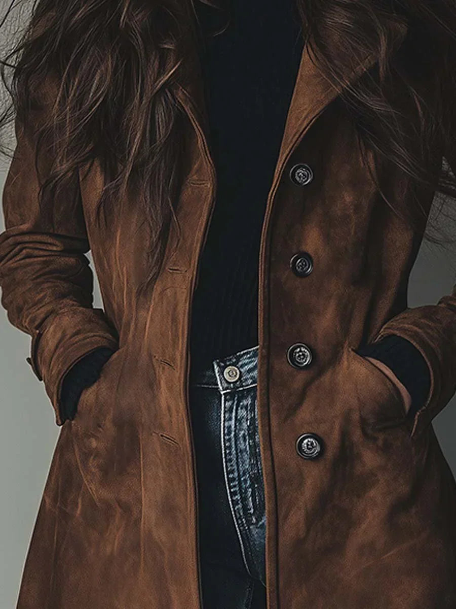 Madeline | Tailored Faux Suede Trench Coat
