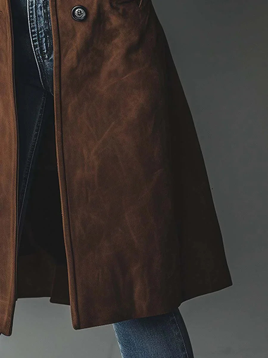Madeline | Tailored Faux Suede Trench Coat