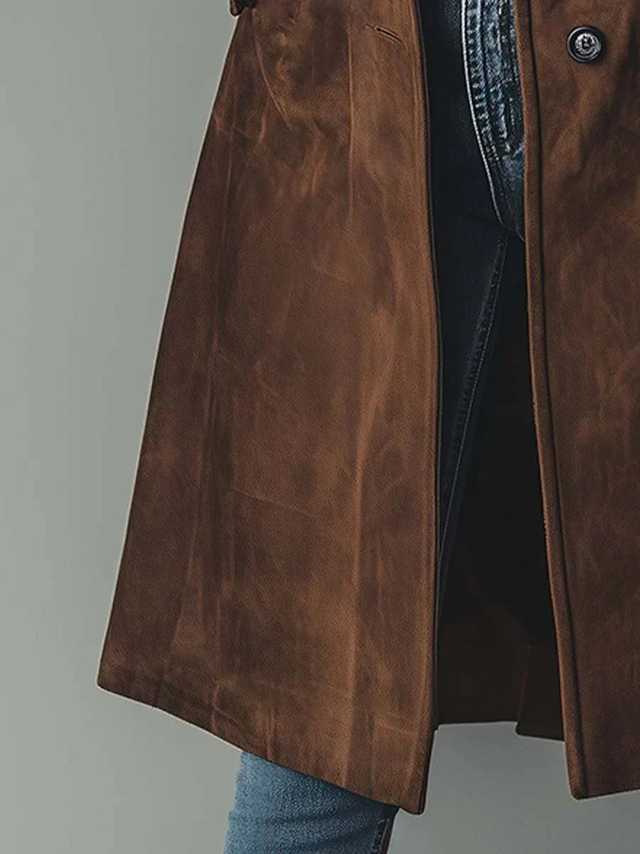 Madeline | Tailored Faux Suede Trench Coat
