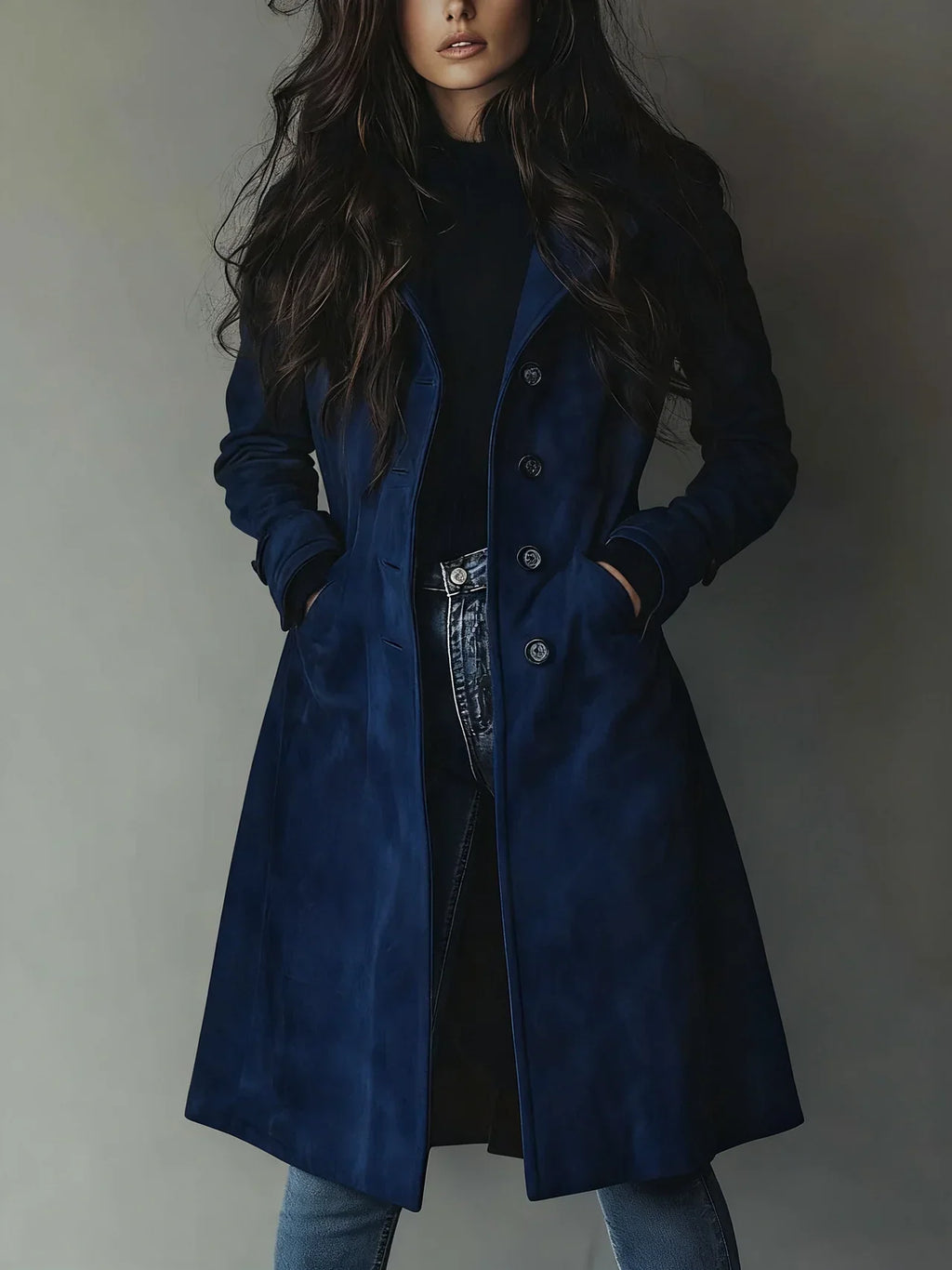 Madeline | Tailored Faux Suede Trench Coat