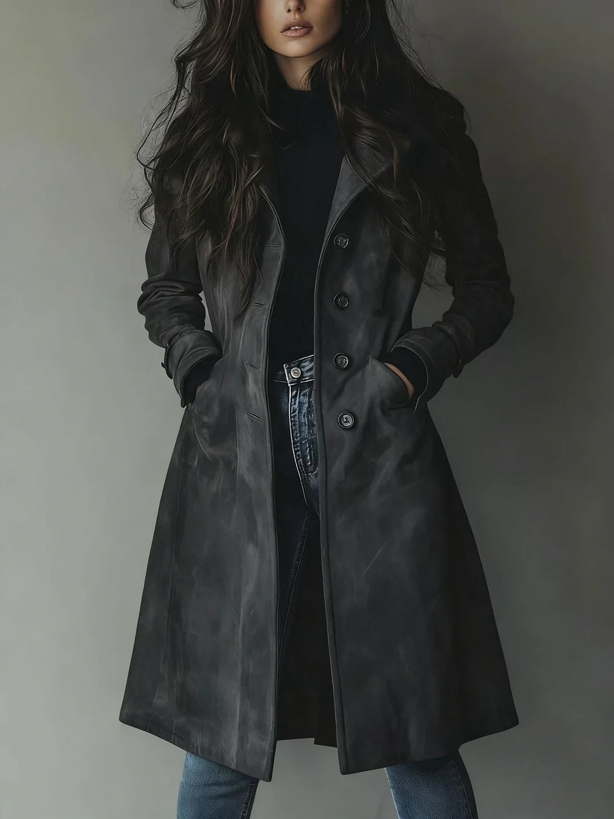Madeline | Tailored Faux Suede Trench Coat