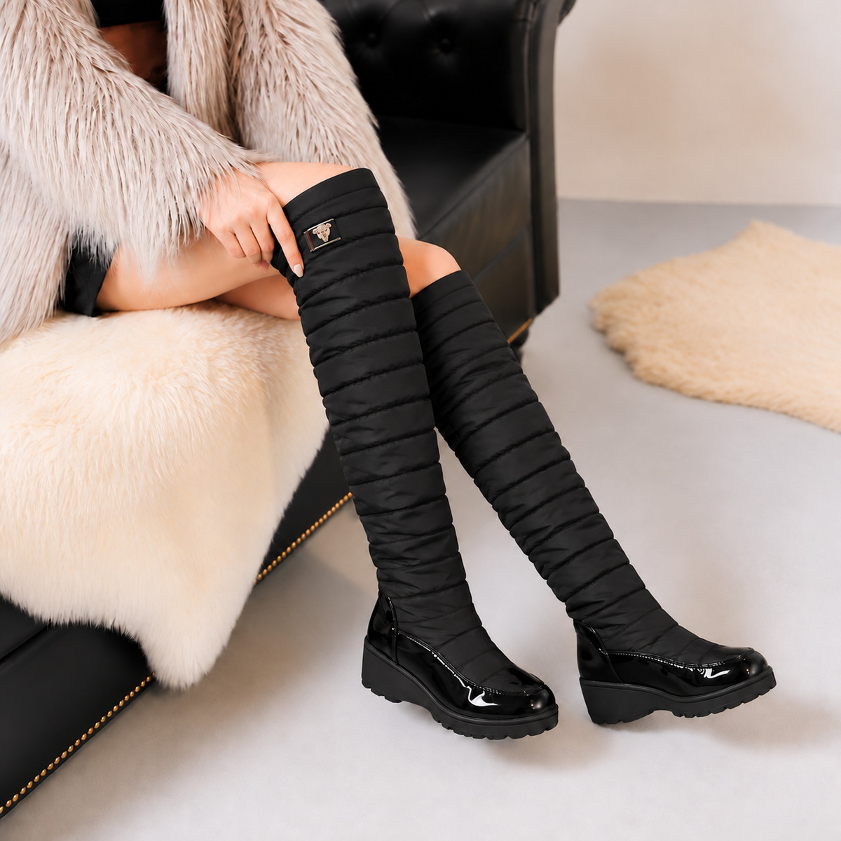 Magdalena | Quilted Pull-On Tall Boots