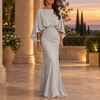 Maisie | Ruched Waist Batwing Sleeve Maxi Gown