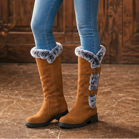Marcia | Plush-Lined Block Heel Knee-High Boots