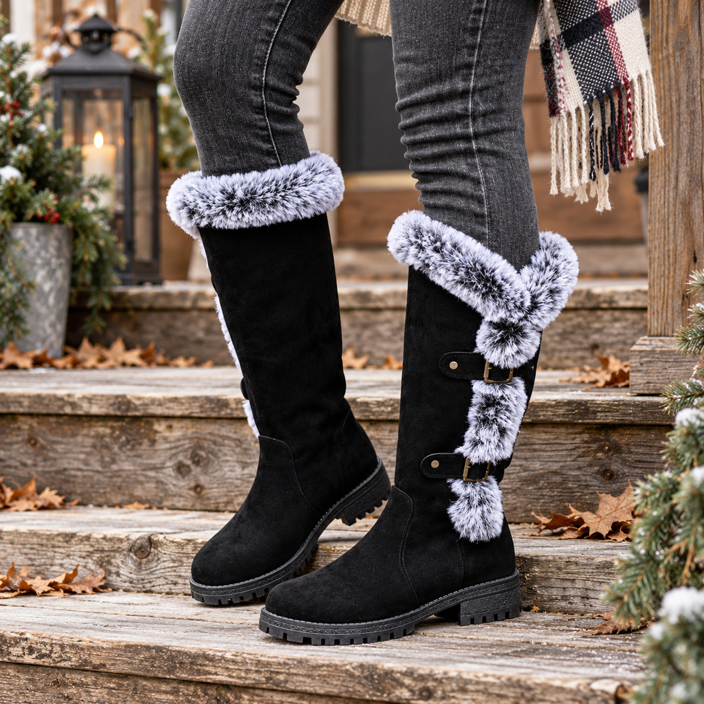 Marcia | Plush-Lined Block Heel Knee-High Boots