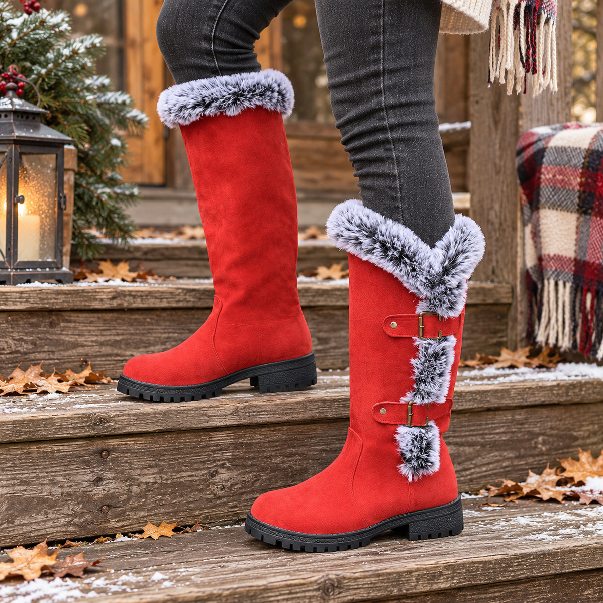 Marcia | Plush-Lined Block Heel Knee-High Boots