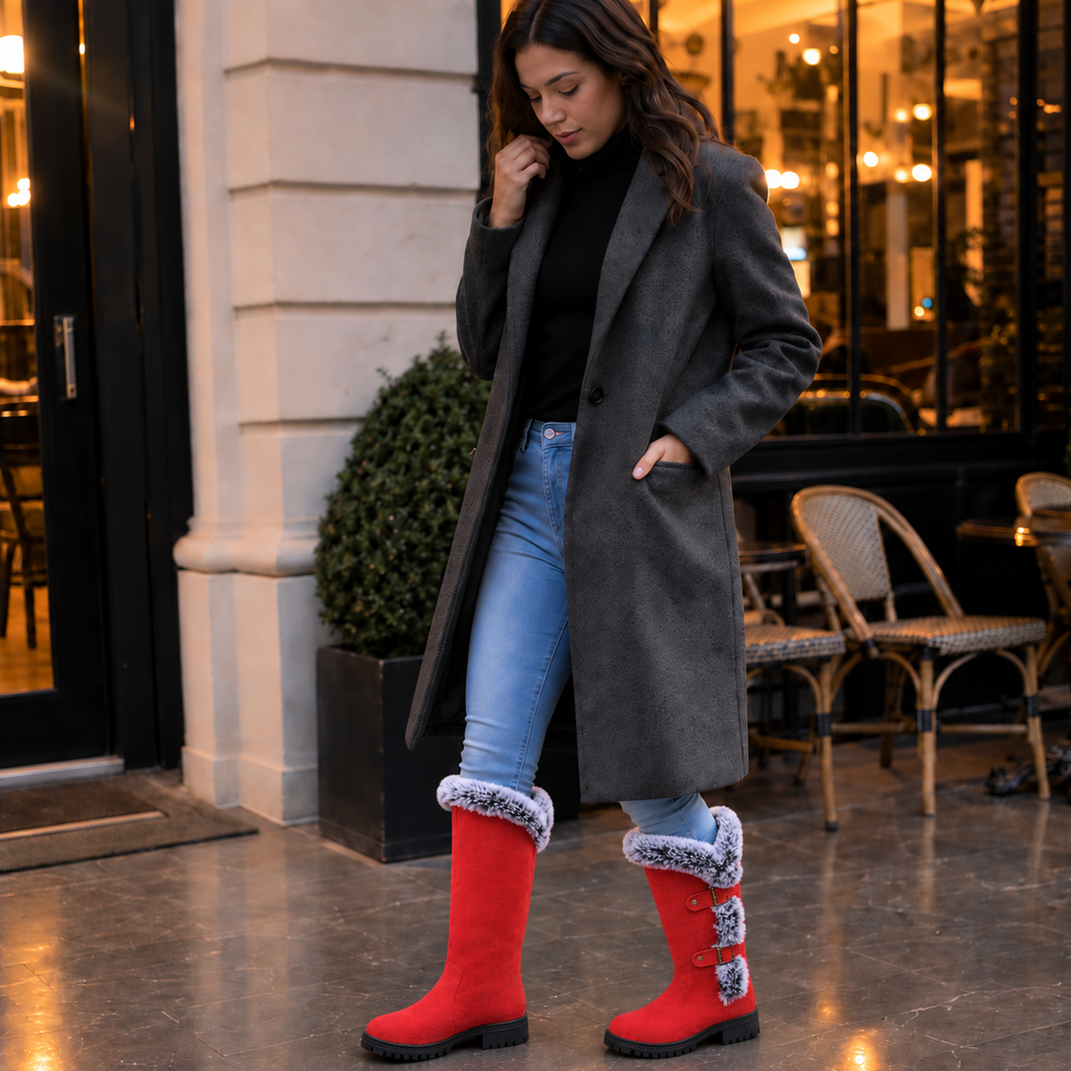 Marcia | Plush-Lined Block Heel Knee-High Boots
