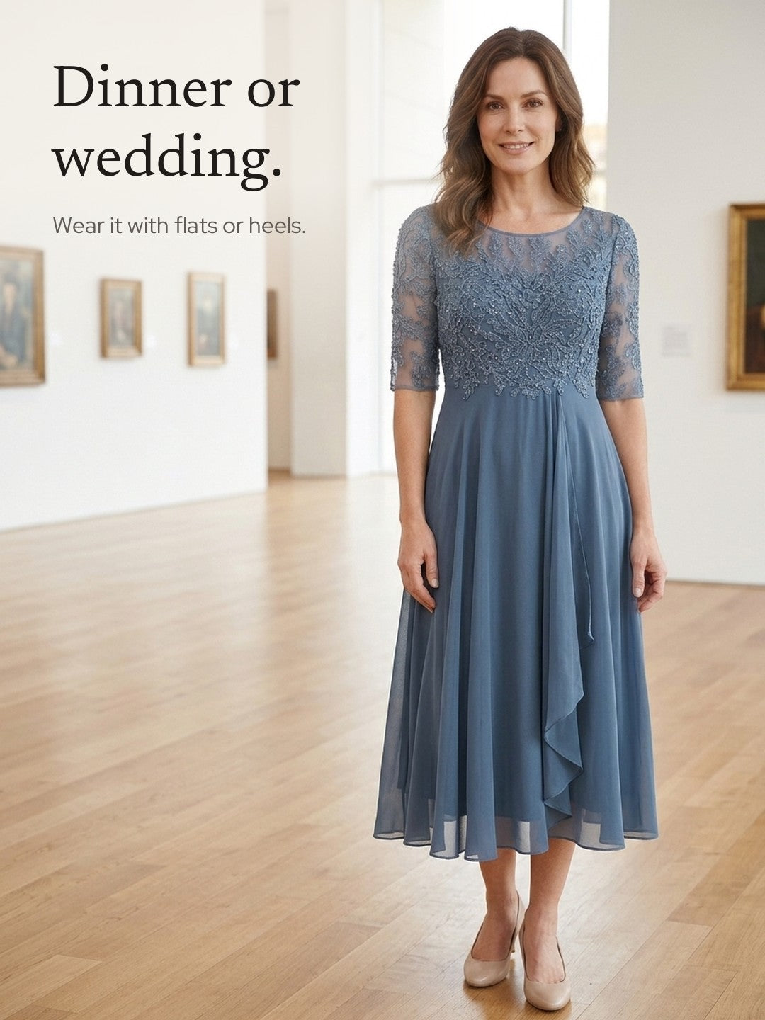Mariana | Lace Bodice Midi Dress