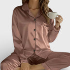 Marilyn | Satin Long-Sleeve Button-Down Pajama Set