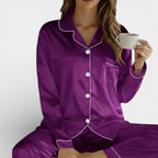 Marilyn | Satin Long-Sleeve Button-Down Pajama Set