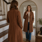 Marlowe | Suede-Look Button-Front Long Trenchcoat
