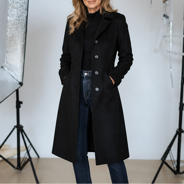 Marlowe | Suede-Look Button-Front Long Trenchcoat