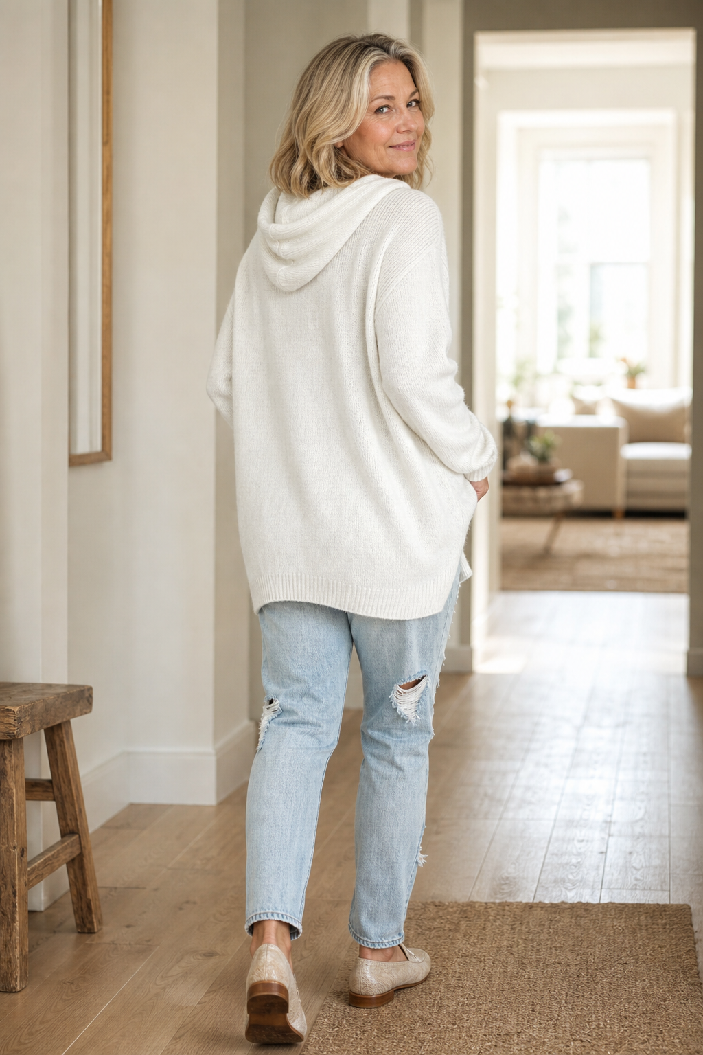 Maura | Drawstring Hooded Knit Sweater