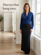 Mavis | Satin Deep V-Neck Knot Hem Blouse