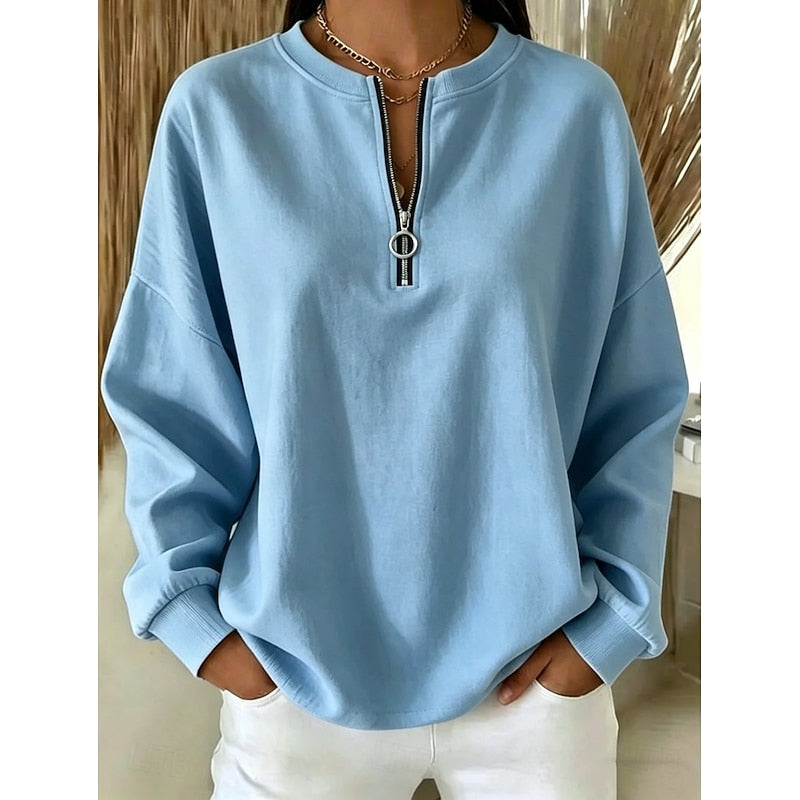 Melinda | Quarter-Zip Dropped-Shoulder Sweatshirt